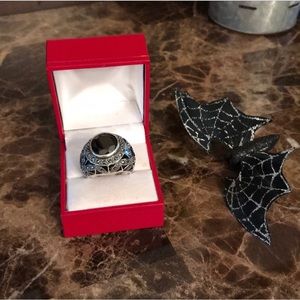 Halloween: Black Onyx Marcasite Statement Ring 💍💕